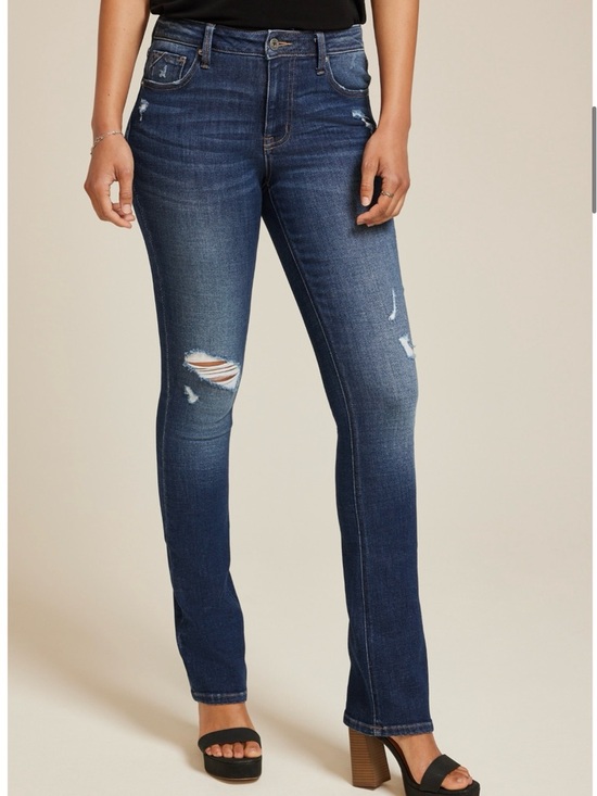 Maurices Denim - Maurices Dark Indigo Distressed Straight Leg Jeans